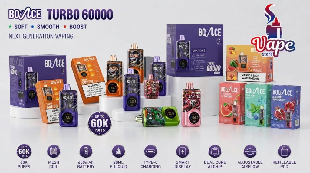 Bounce Turbo 60000 Puffs Price Dubai –Buy for AED 40 Vapstores