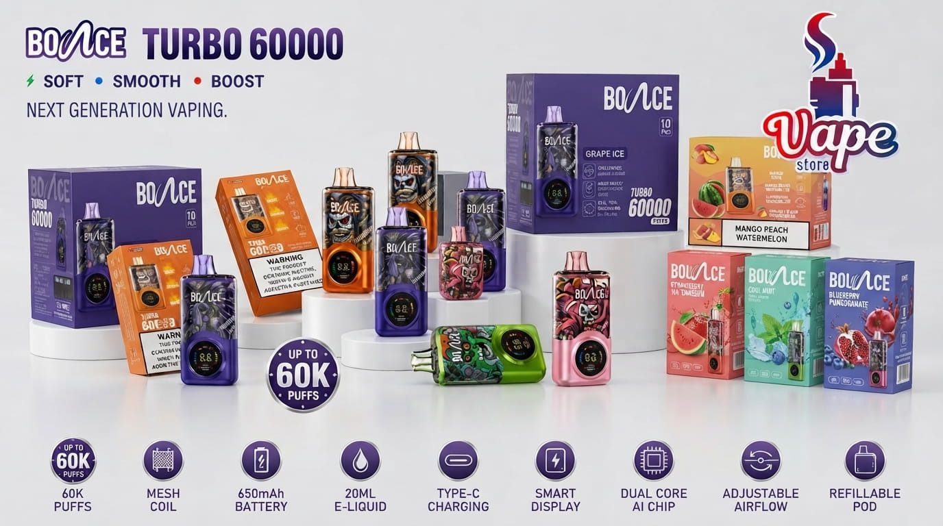Bounce Turbo 60000 Puffs Price Dubai –Buy for AED 40 Vapstores