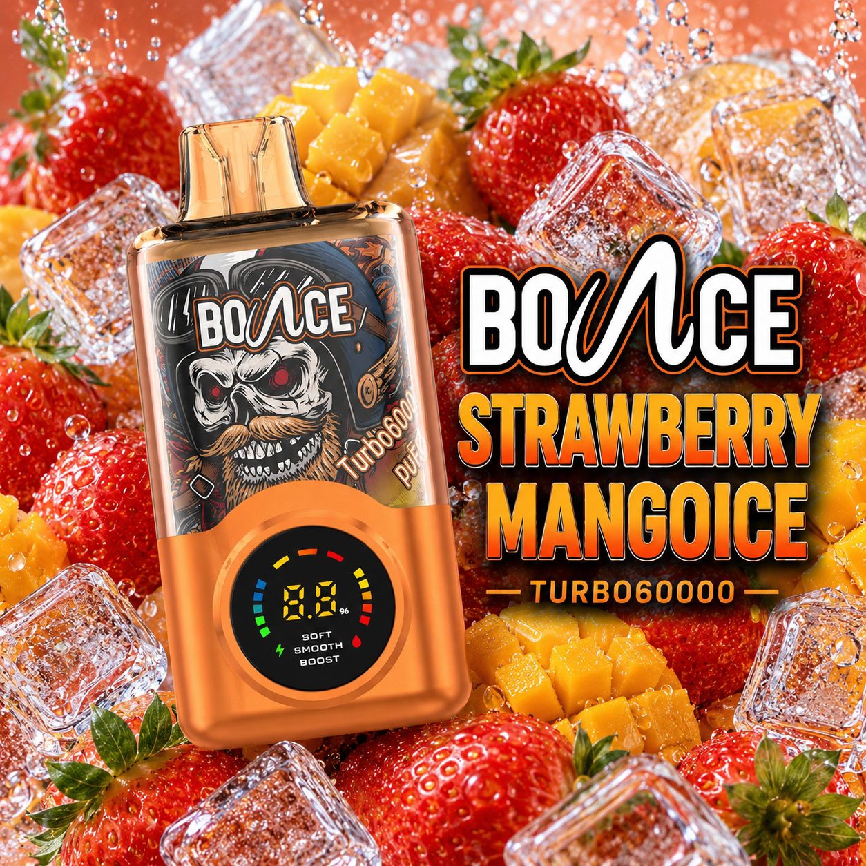 BOUNCE TURBO 60000 PUFFS DISPOSABLE VAPE STRAWBERRY MANGO ICE